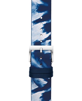 Tory Burch - Women's Blue Tie Dye Print Leather Band For Apple Watch&reg; Leather Strap 38mm/40mm