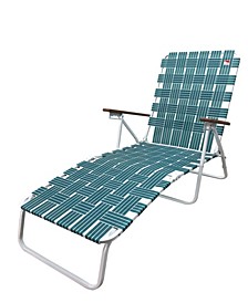 Classic Webbed Folding Chaise Lounger Camp/Lawn Chair
