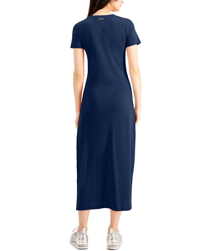 Michael Kors Women's Grommet Faux Wrap Maxi Dress Black Size Petite Small