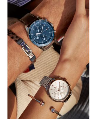 Men's Chronograph Brown Leather Strap Watch 44mm