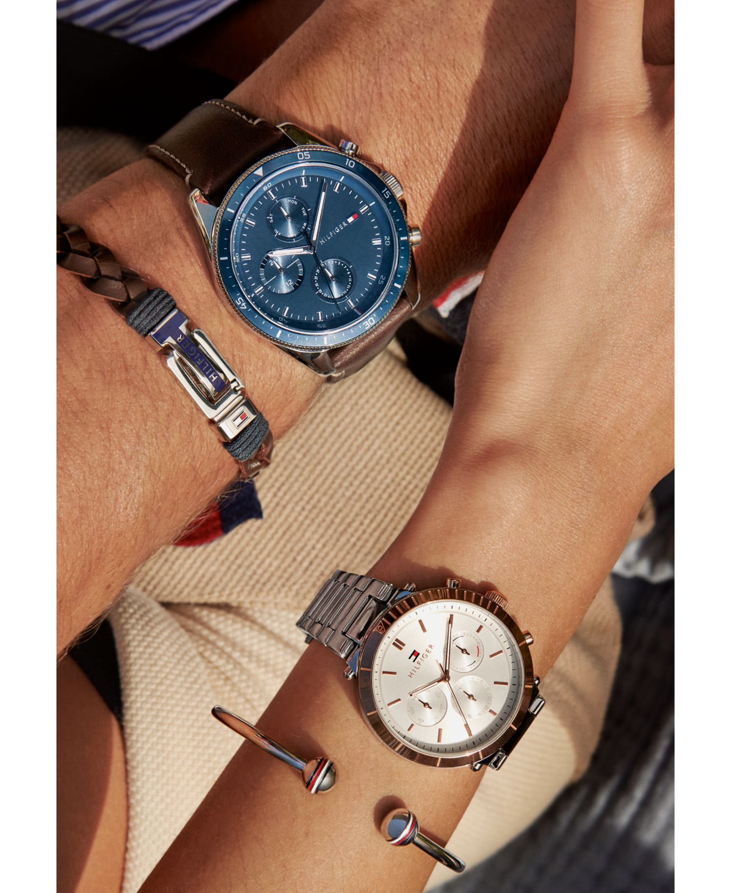 Men's Chronograph Brown Leather Strap Watch 44mm