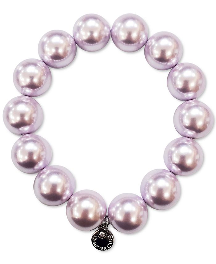 Charter Club Silver Tone Colored Imitation Pearl Stretch Bracelet