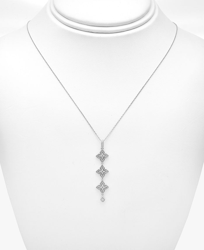 Macy's Diamond Triple Drop Flower 18" Pendant Necklace (3/8 ct. t.w