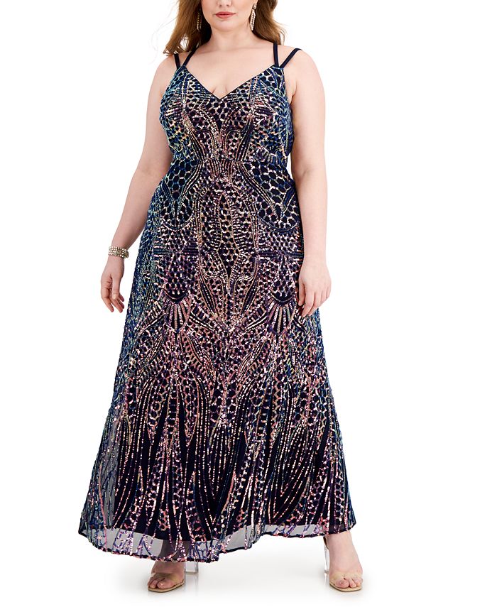 sequin strappy back gown