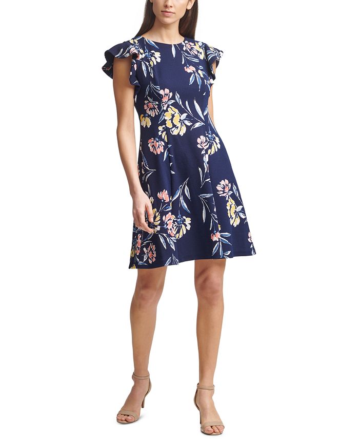 Jessica Howard Petite Floral-Print Flutter-Sleeve Dress & Reviews ...