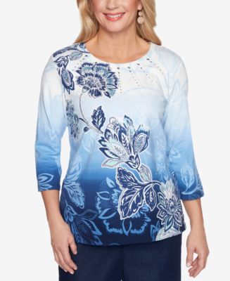 Alfred Dunner Petite Classics Embellished Ombré Top - Macy's