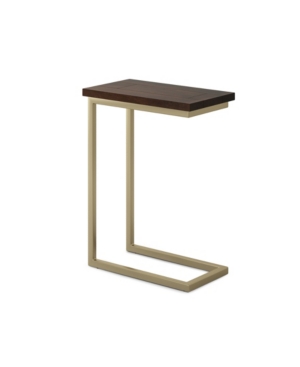 Simpli Home Skyler Solid Mango Wood C Side Table In Dark Brown And Gold-tone