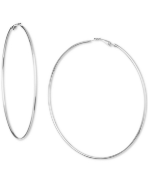 Inc International Concepts Extra-large Thin Hoop Earrings, 3.15", Created For Macy's In Silver
