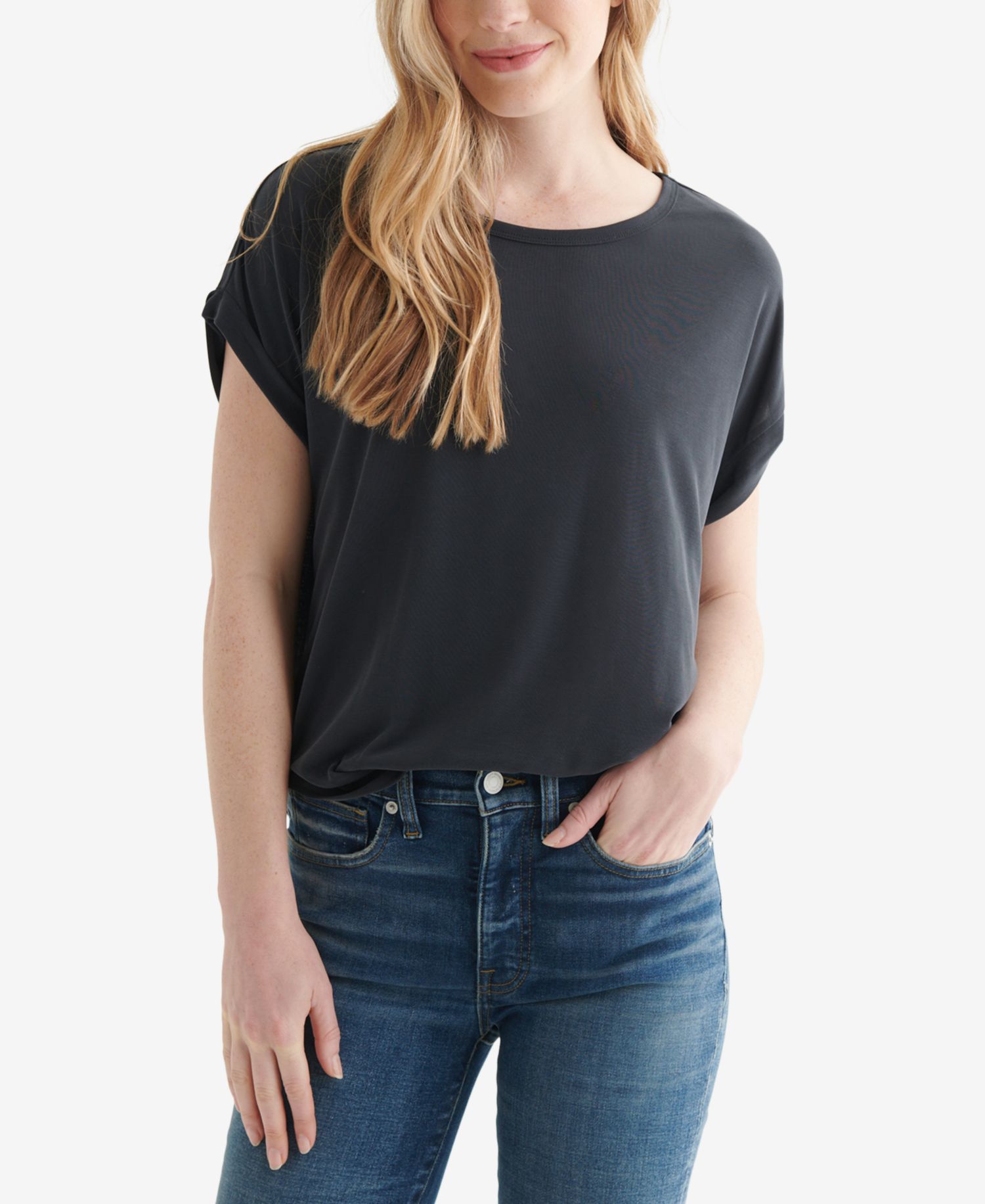Women's Short Sleeve Sandwash Dolman T-Shirt
