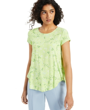 Alfani Printed T-shirt, Created For Macy's In Grn Bliss Ditsy