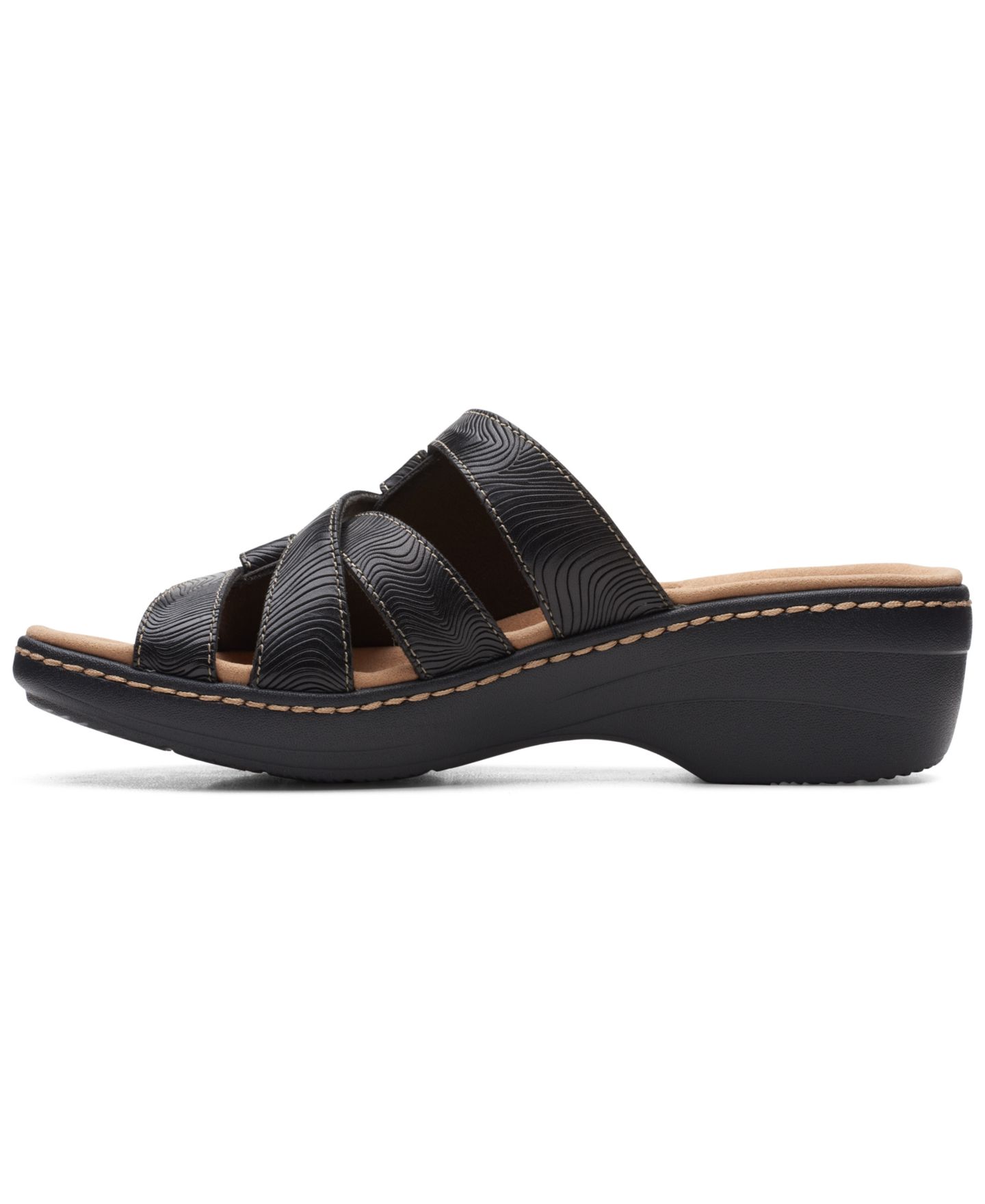 Женские сандалии Clarks Merliah Karli Slip-on Strappy, цвет: Чёрный кожаный — фото 7