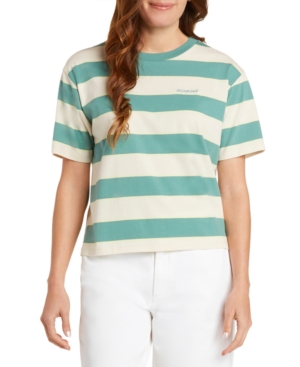 Dickies Juniors' Striped Logo T-shirt In Washed Green