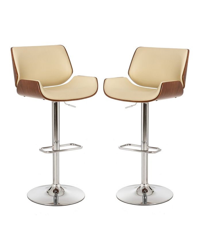 Glitzhome MidCentury Modern Adjustable Height Swivel Bar Stool, Set of