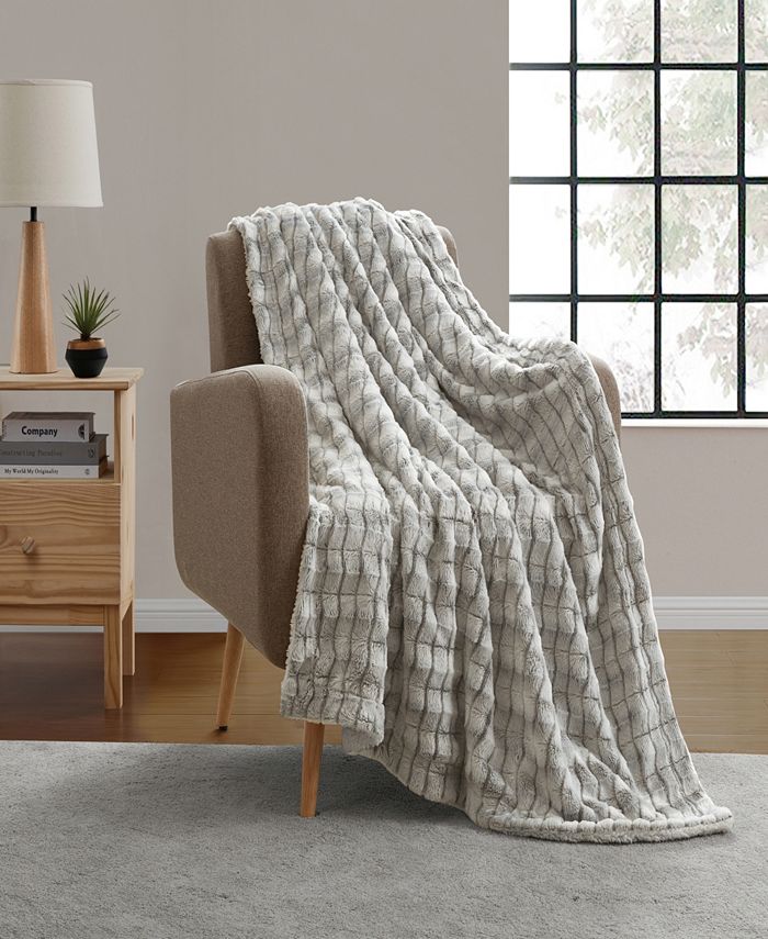 VCNY Home Jessica Carved Faux Fur Throw Blanket Macy s