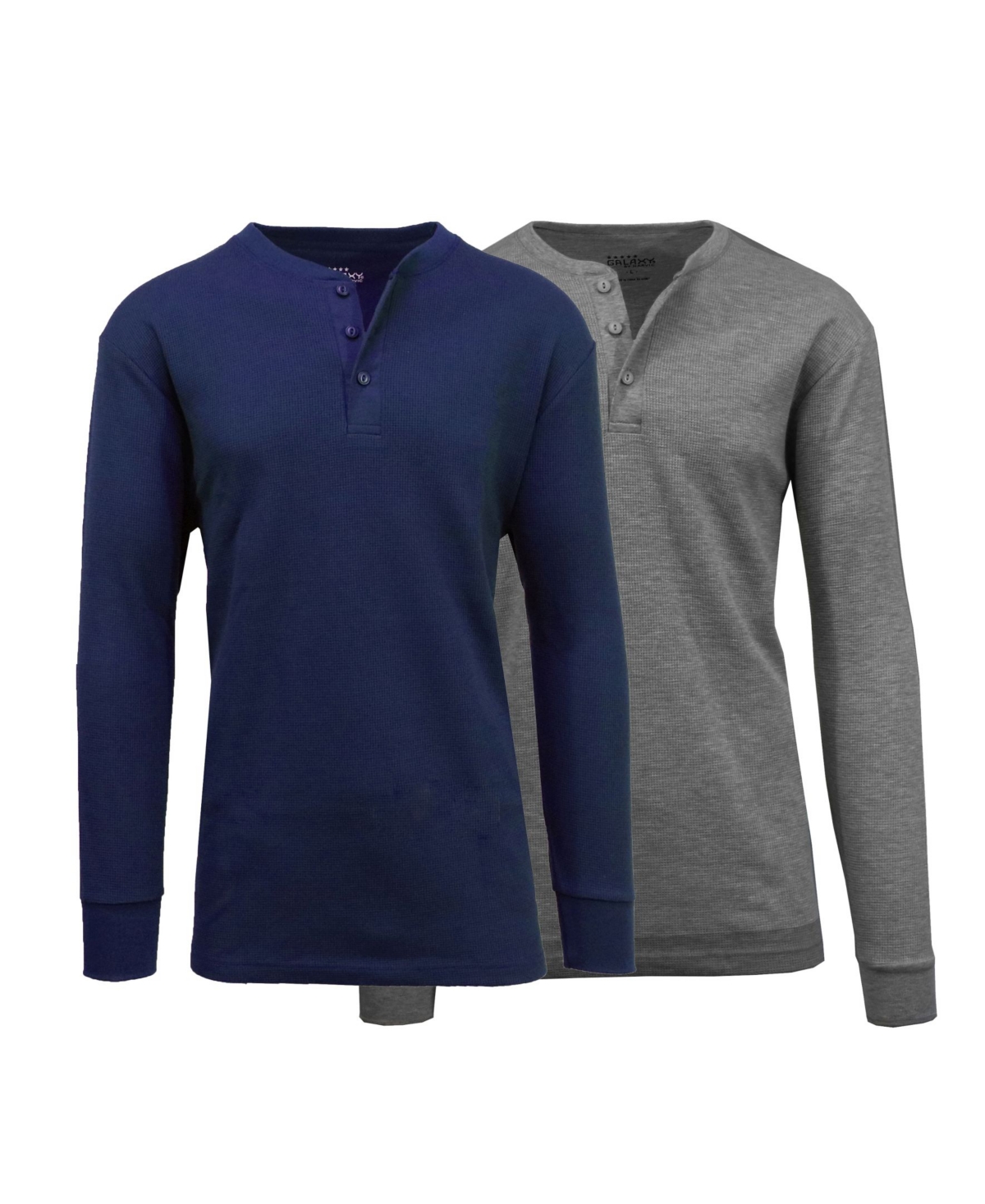 Men's Long Sleeve Thermal Henley Tee, Pack of 2 - Multi12