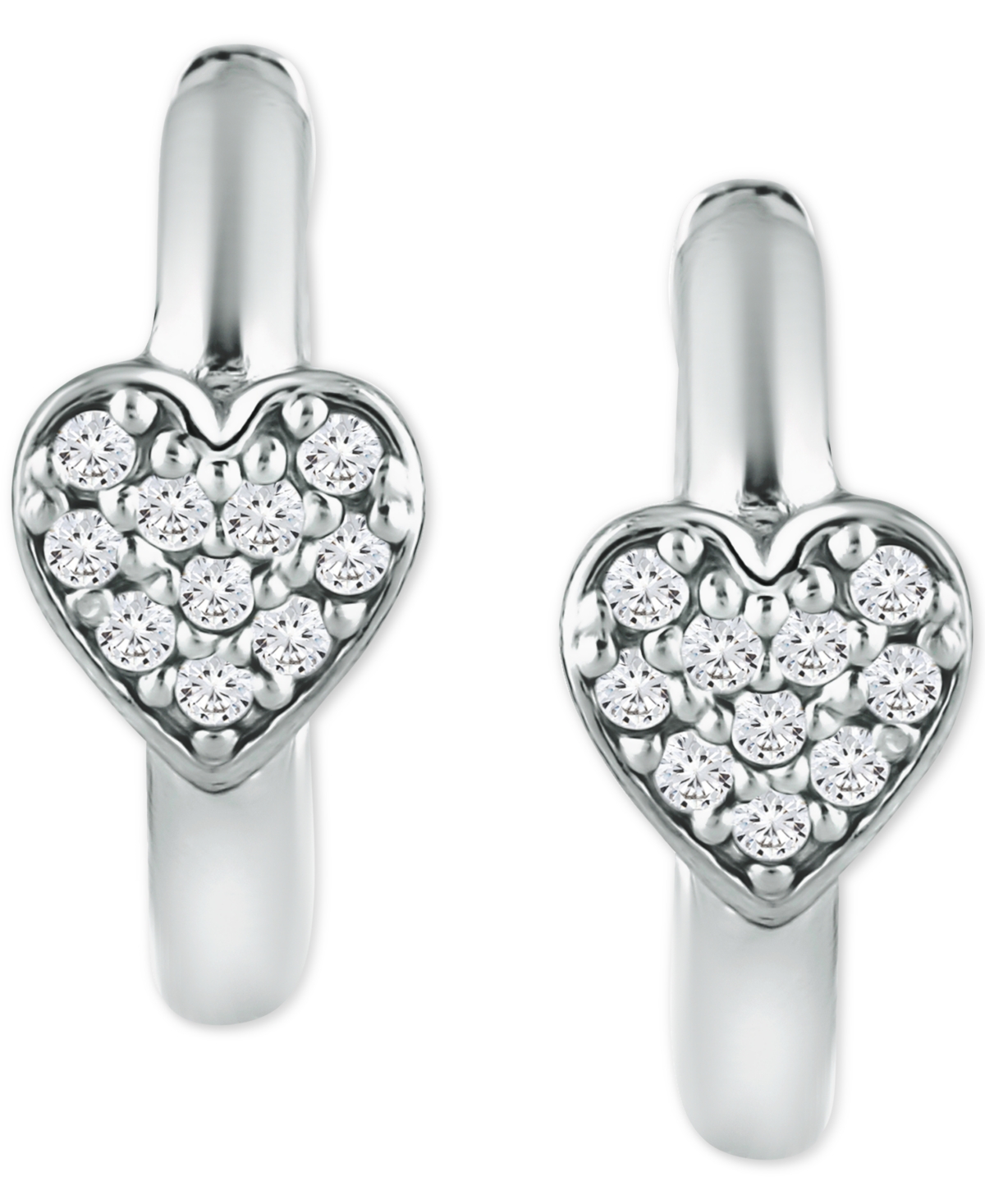 Giani Bernini Cubic Zirconia Heart Small Hoop Earrings, 0.63