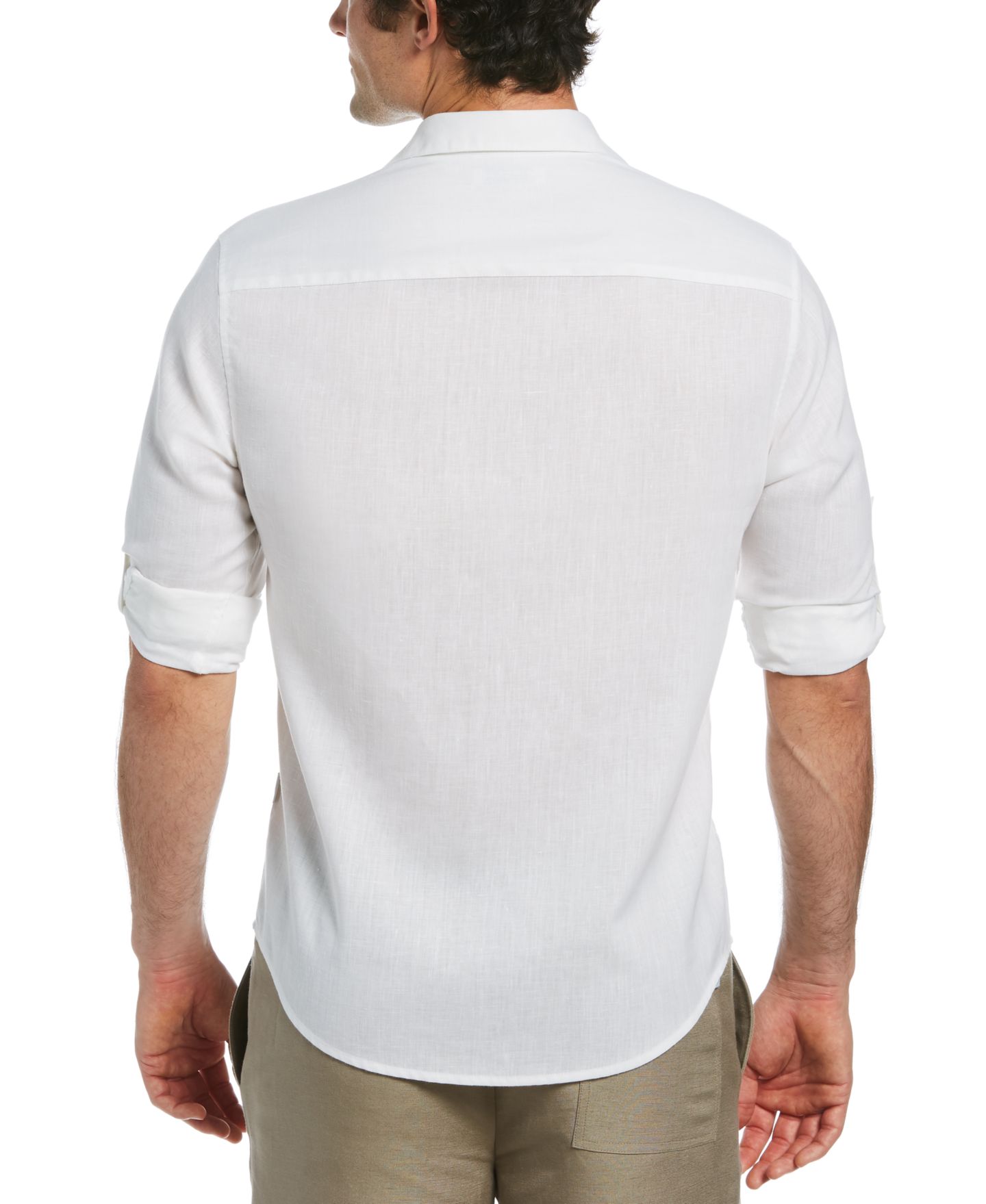 Мужская рубашка Cubavera Travelselect Linen Blend Wrinkle-Resistant, цвет: Яркий белый — фото 2