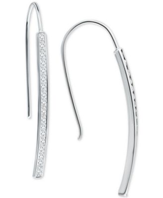 Cubic Zirconia Vertical Bar Threader Earrings