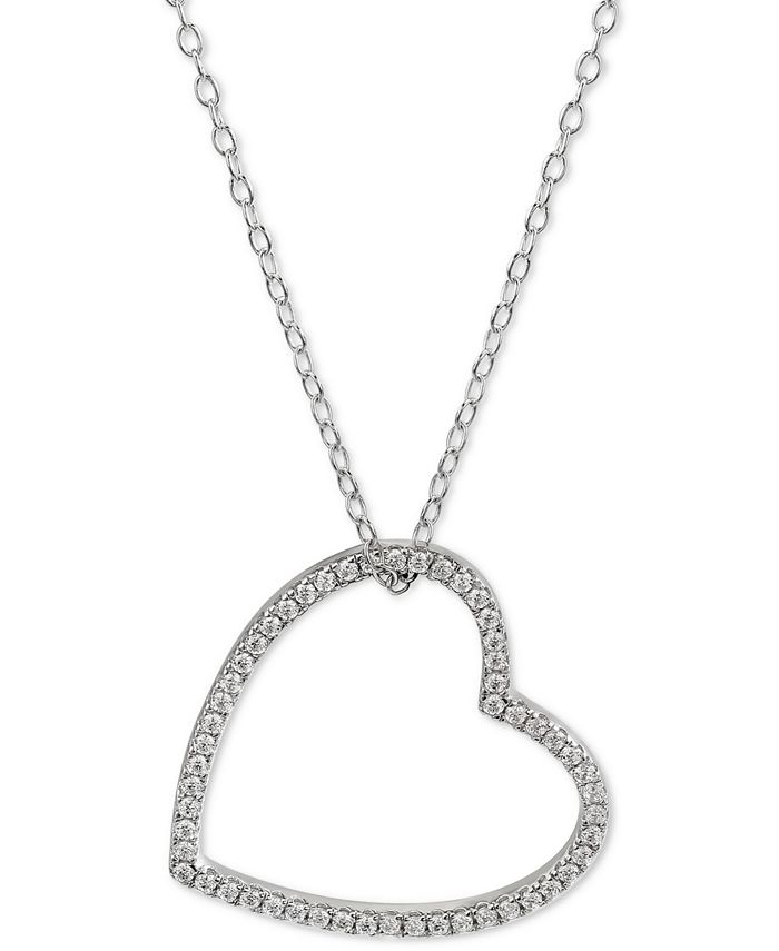 Giani Bernini - Cubic Zirconia Floating Heart 18" Pendant Necklace in Sterling Silver