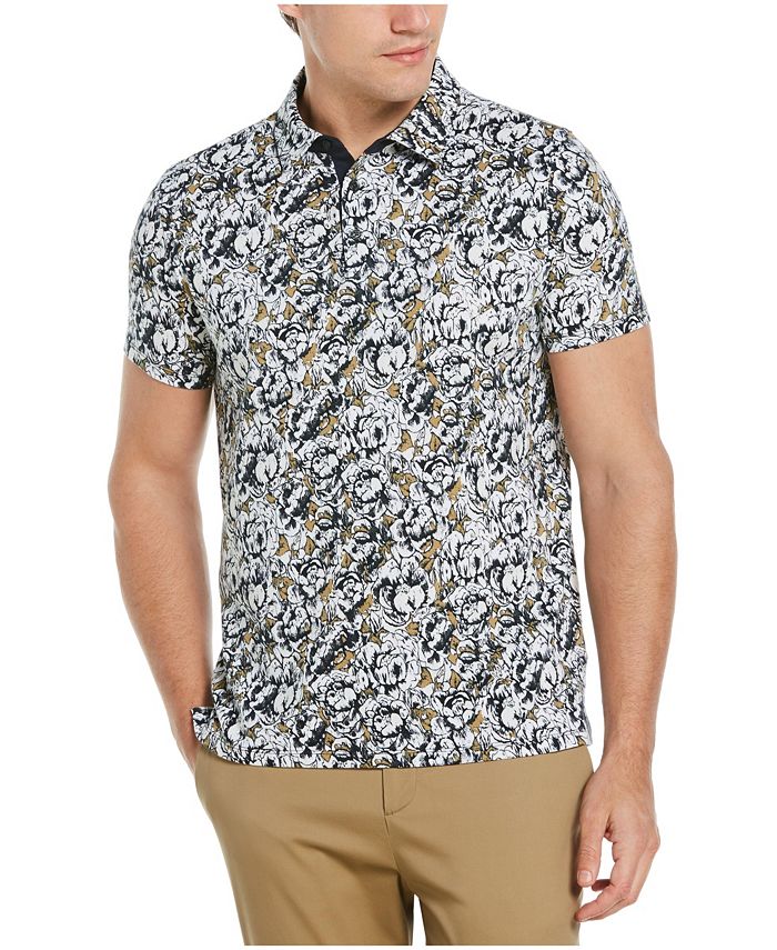 Perry Ellis Men's Floral Print Ultra Soft Touch Short Sleeve Polo Shirt ...