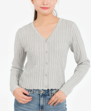 Hippie Rose Juniors' Ribbed Cardigan Top