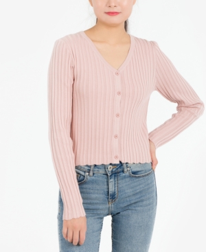 Hippie Rose Juniors' Ribbed Cardigan Top