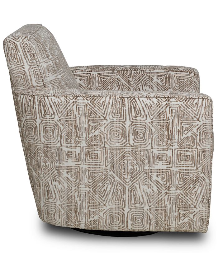 Furniture Jordani 33" Fabric Swivel Accent Chair, Created for Macy's
