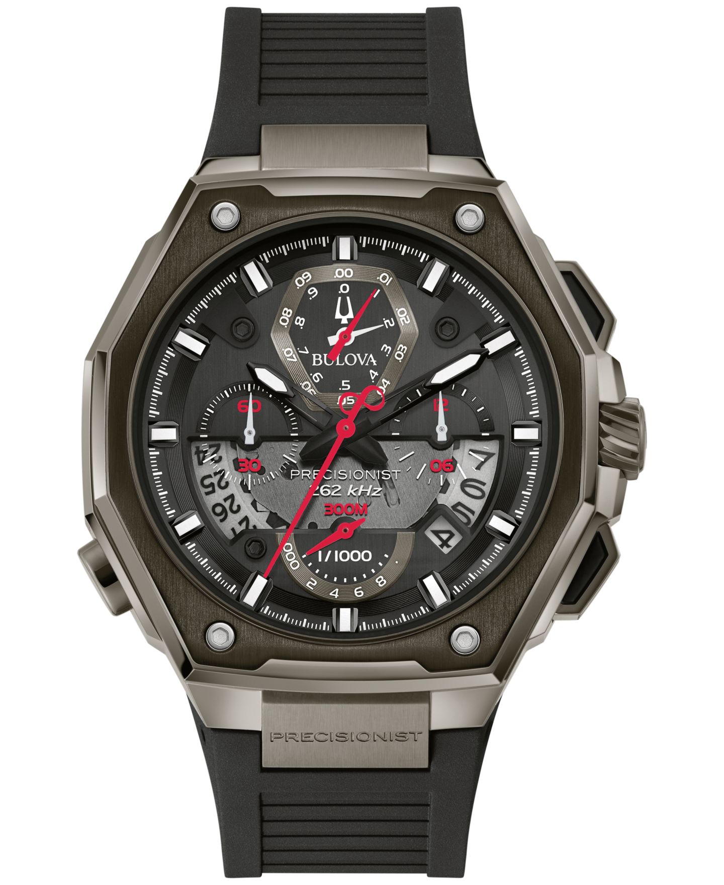 Мужские наручные часы Bulova Precisionist X с чёрным ремешком из каучука Epdm, 44.5 мм — фото 1