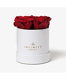 Round Box of 4 Red Real Roses Preserved To Last Over A Year