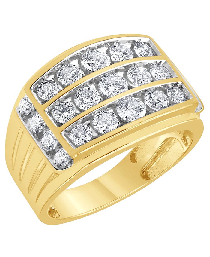Macy's - Men's Diamond Cluster Ring (2 ct. t.w.) in 10k Gold
