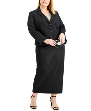 Le Suit Plus Size Midi-length Skirt Suit In Black | ModeSens