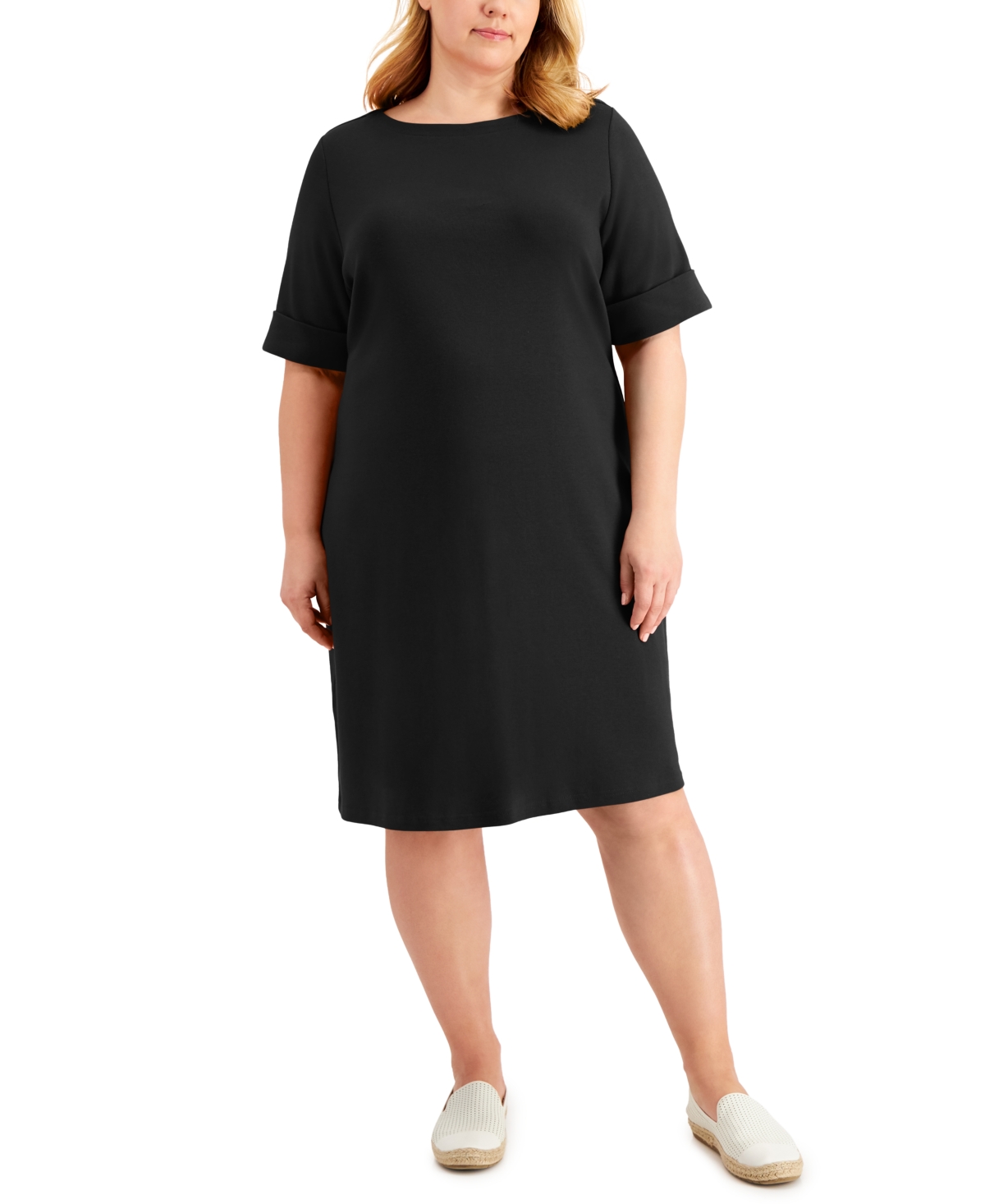 Karen Scott Plus Size Solid Boat-Neck Dress, Created for Macy's | Smart  Closet