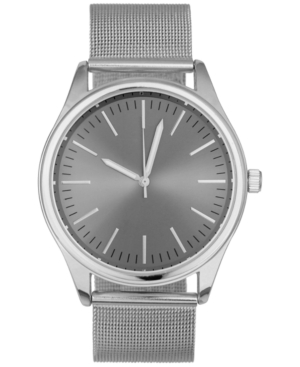 Inc International Concepts Men's Stainless Steel Mesh Bracelet Watch 43mm, Created For Macy's In Silver