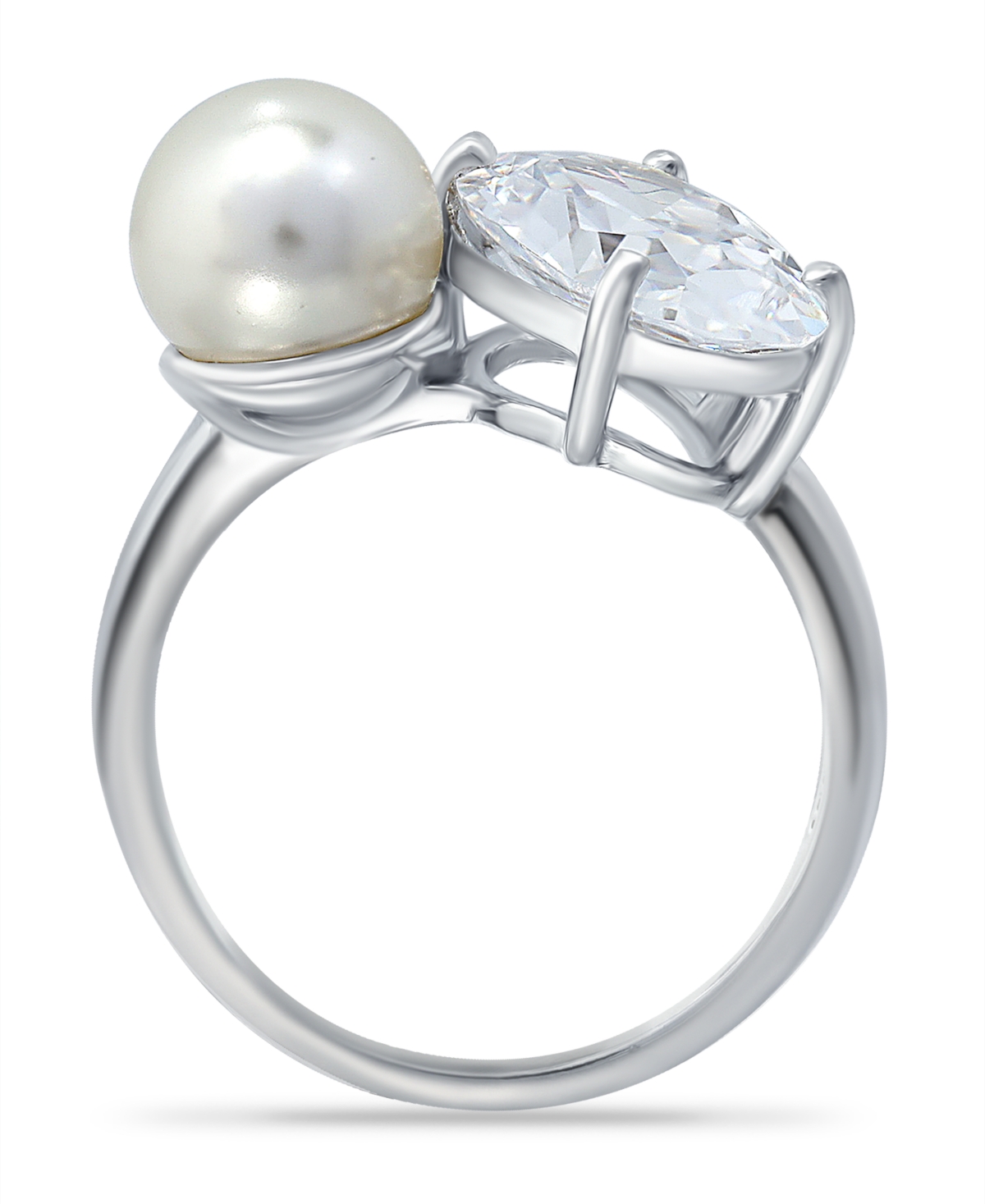 Cubic Zirconia and Imitation Pearl Stone Ring Plate, Created for Macy's - Silver
