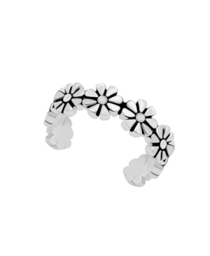 Essentials Flower Band Toe Ring In Silver Plate