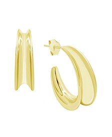 And Now This Polished Concaved C-Hoop Earring in Gold Plate or Silver Plate
