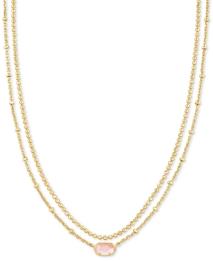 Kendra Scott Gold-tone Emilie Two-row Strand Necklace, 15-1/2" + 3" Extender In Pink