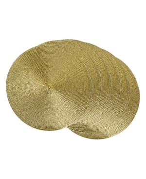 Design Imports Design Import Metallic Round Woven Polypropylene Placemat, Set Of 6 In Gold-tone