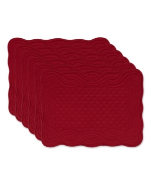 Design Imports Design Import Quilted Farmhouse Placemat, Set Of 6 In Red