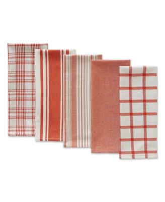 Asst Spice Woven Dishtowels, Set of 5