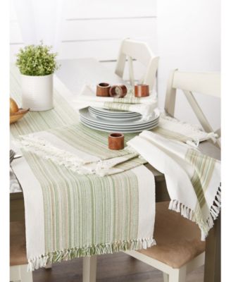 Striped Fringed Table Runner, 14" x 72"
