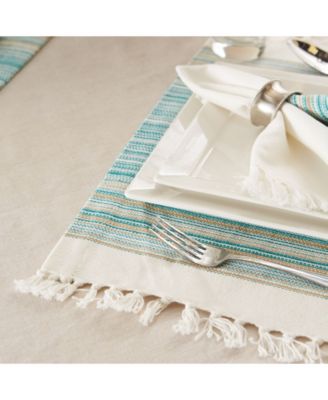 Fringed Stripe Table Toppers, 13" x 20", Set of 6