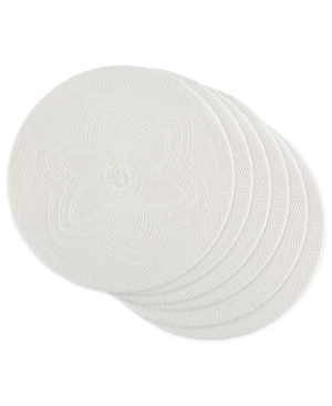 Design Imports Design Import Floral Woven Round Placemat, Set Of 6 In White