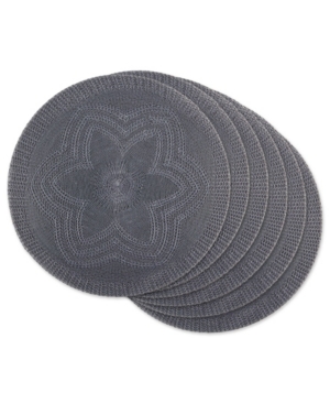 Design Imports Design Import Floral Woven Round Placemat, Set Of 6 In Gray