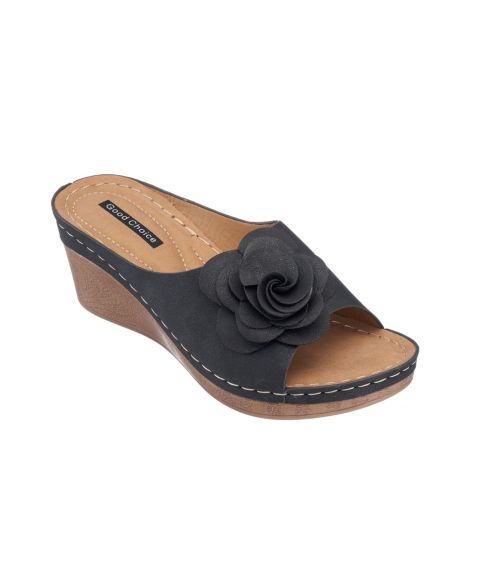 Женские сандалии GC Shoes Tokyo Floral Wedge, цвет: Чёрный