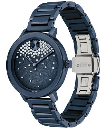Movado - Women's Swiss Bold Evolution Blue Ion-Plated Steel Bracelet Watch 34mm