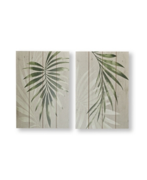 Graham & Brown Peaceful Palm Leaves Wood Wall Art, Set Of 2 In Green