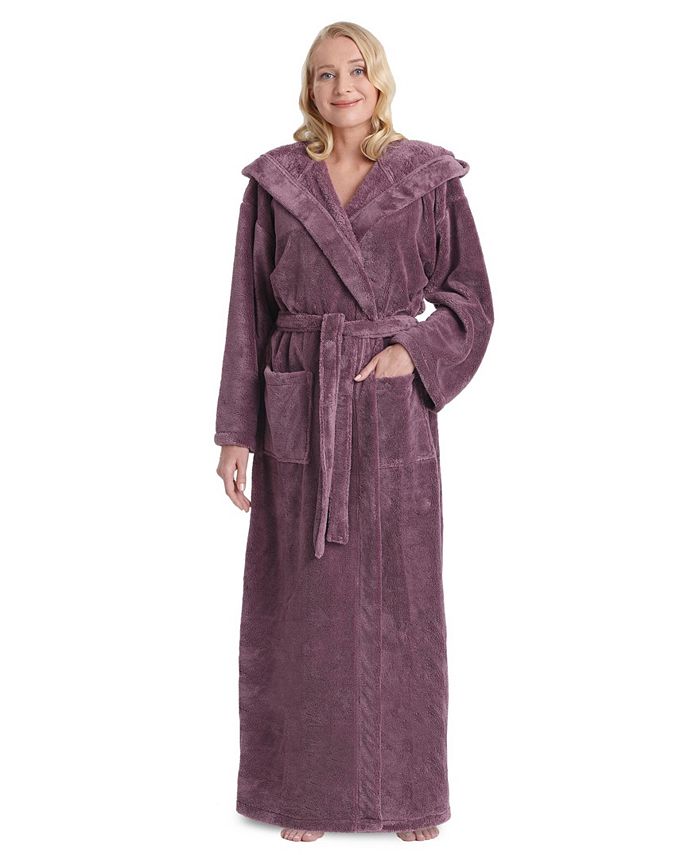 ARUS Women's Hooded Full Ankle Length Fleece Bathrobe, Small - Macy's