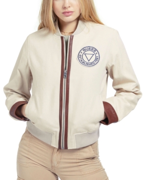 Guess Leather-Trim Bomber Jacket