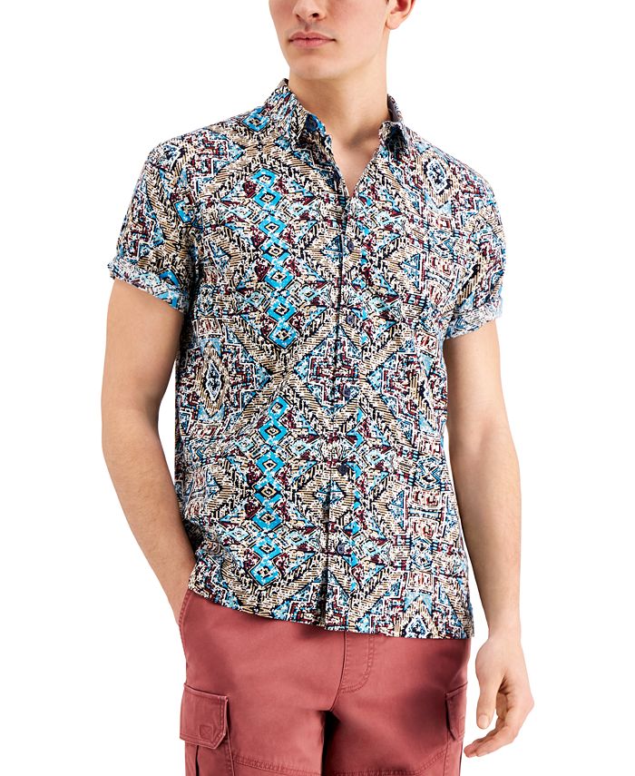 Sun + Stone Men's Mixed Print Shirt, Created for Macy's - Macy's